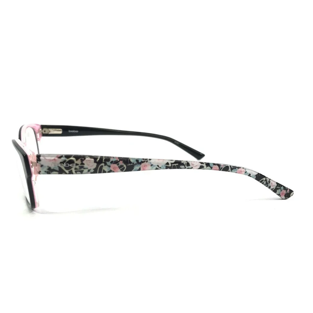 Bebe Eyeglasses Frames BB5183 001 JET Black Pink Cat Eye Full Rim 51-16-135